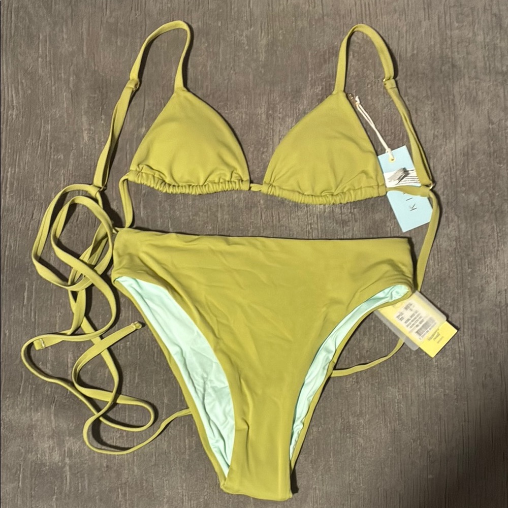 Made in Colombia Sexy Brazilian Bikini Herbal Green String Top Removable Padding